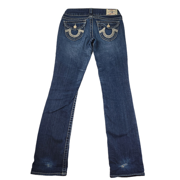 True Religion Jeans Womens 27x31 Medium Wash Embroidered Flap Pocket Bootcut - Picture 1 of 11